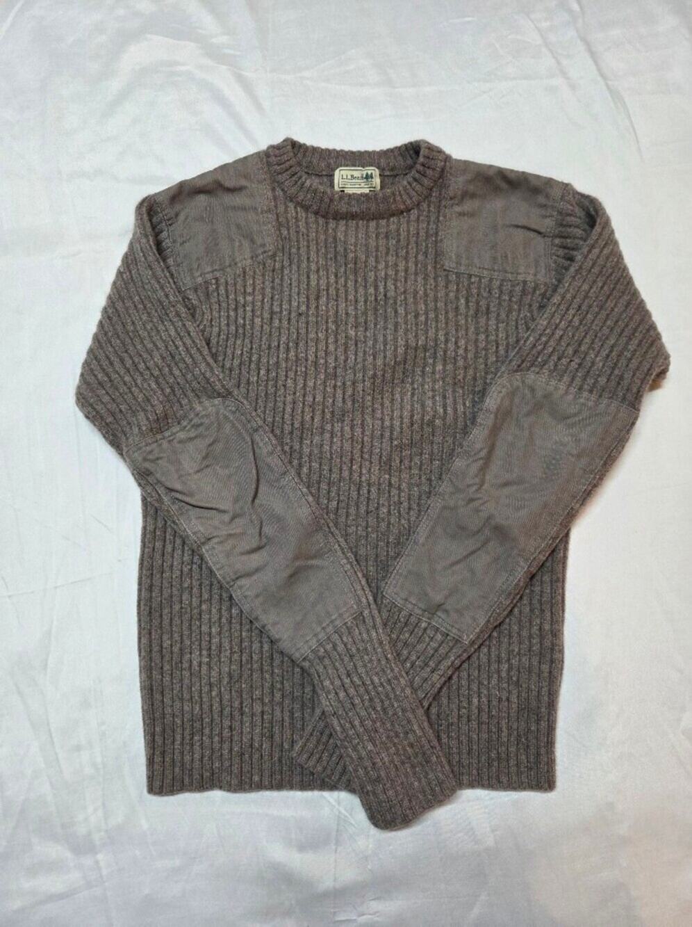 L.L. Bean Men's Crewneck Ribbed Sweater in Brown